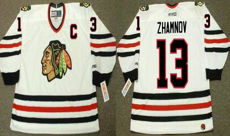 2019 Men Chicago Blackhawks #13 Zhamnov white CCM NHL jerseys->chicago blackhawks->NHL Jersey